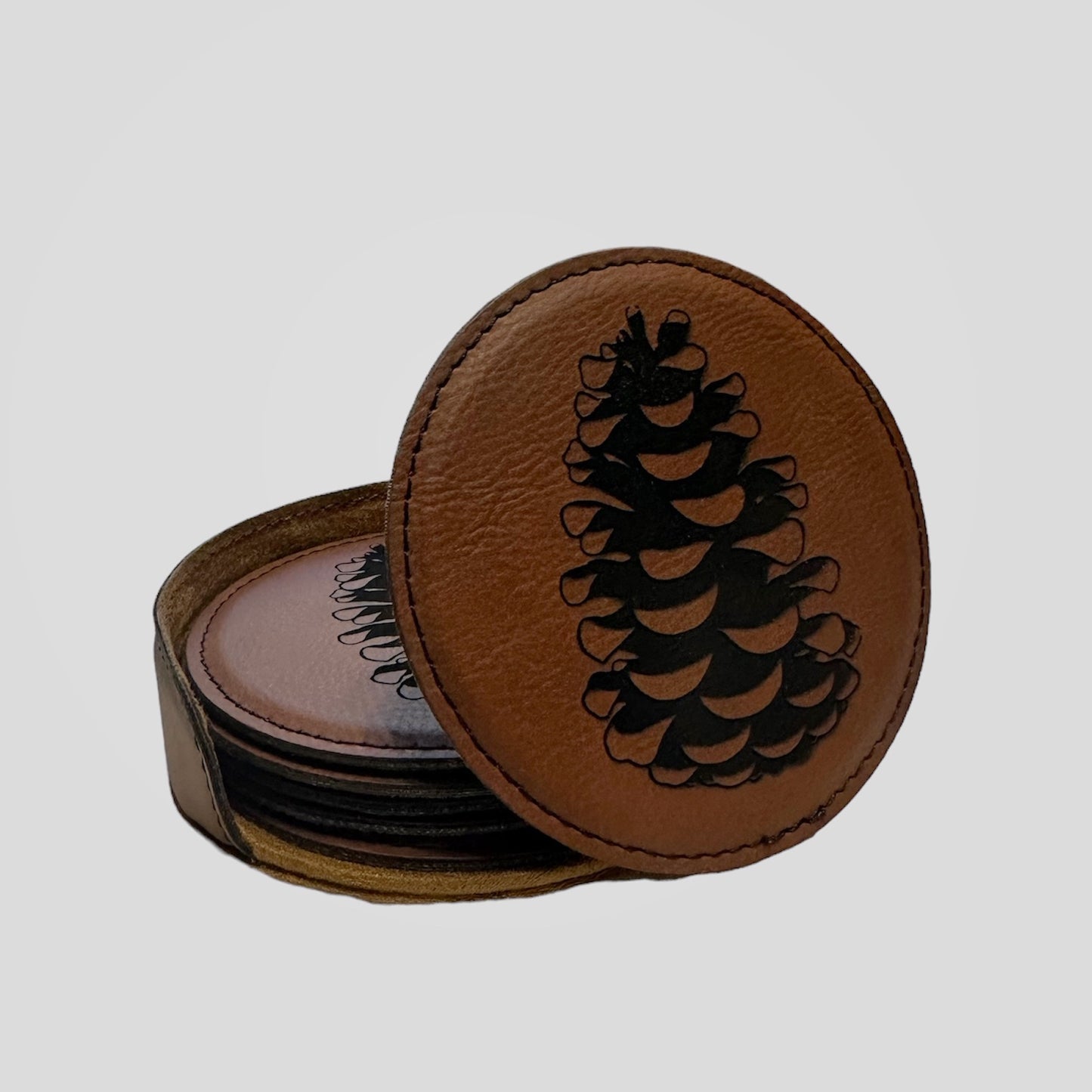 Leather Coaster Set + Holder