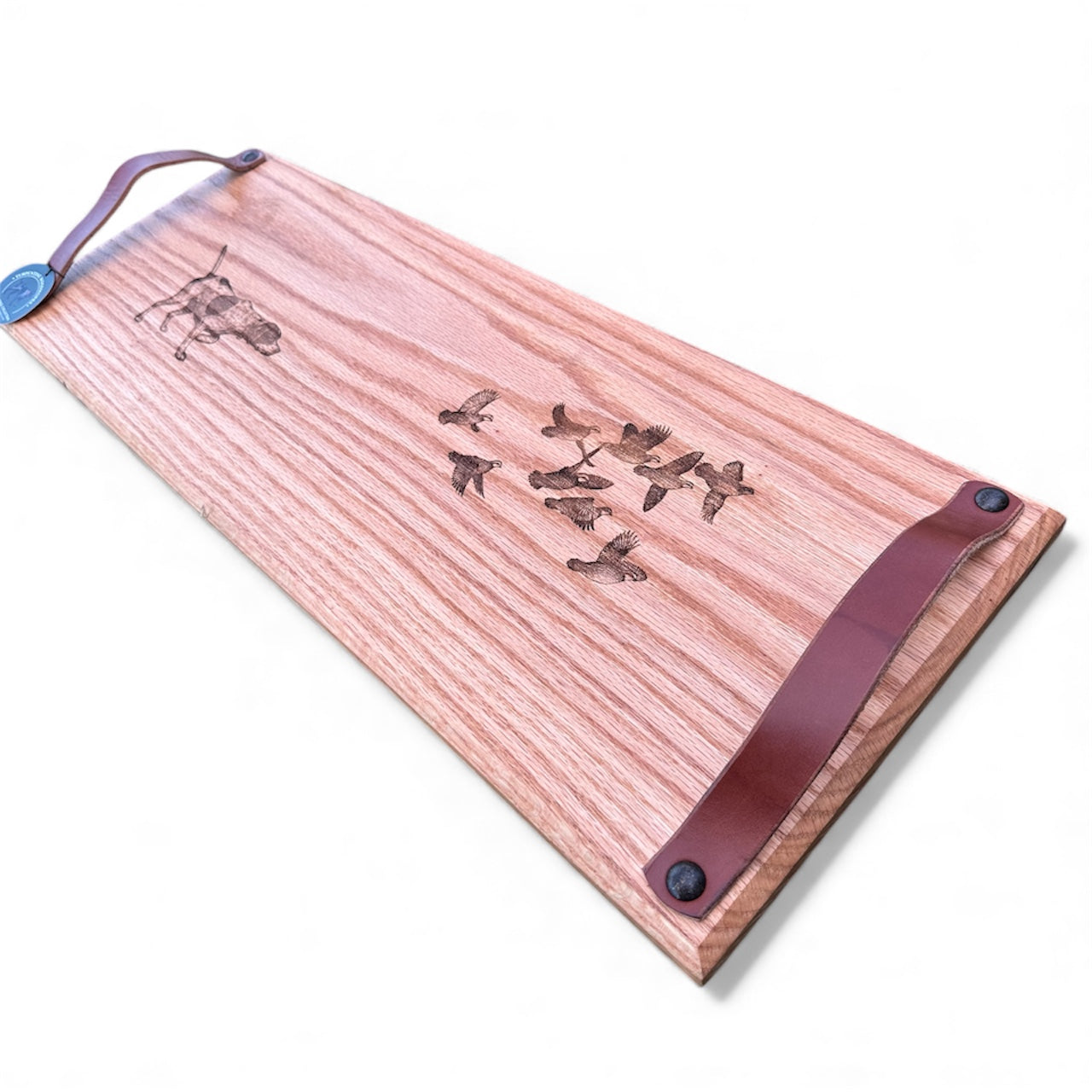 Red Oak Covey Rise Serving Board with Leather Handles
