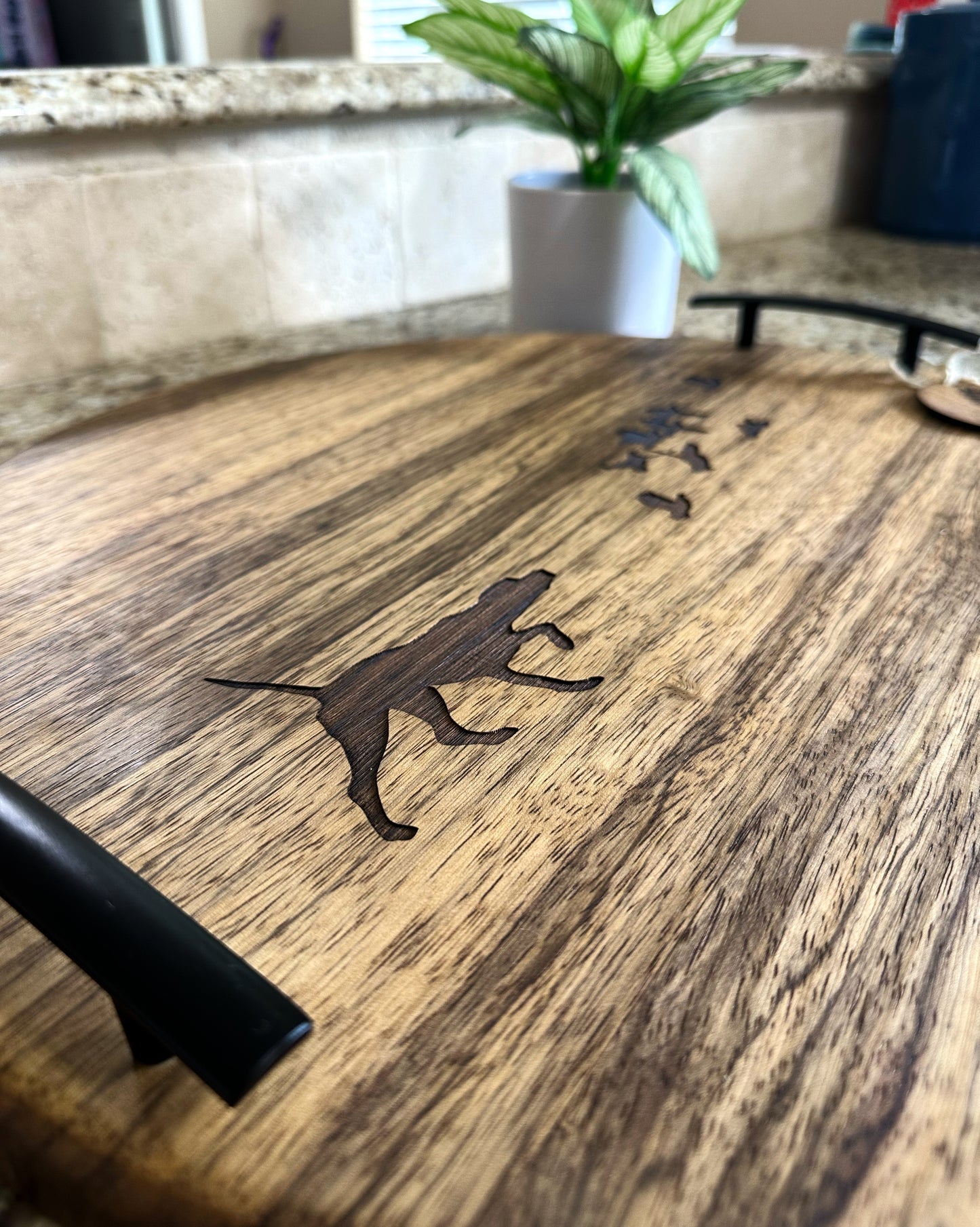 Round Hardwood Serving Tray