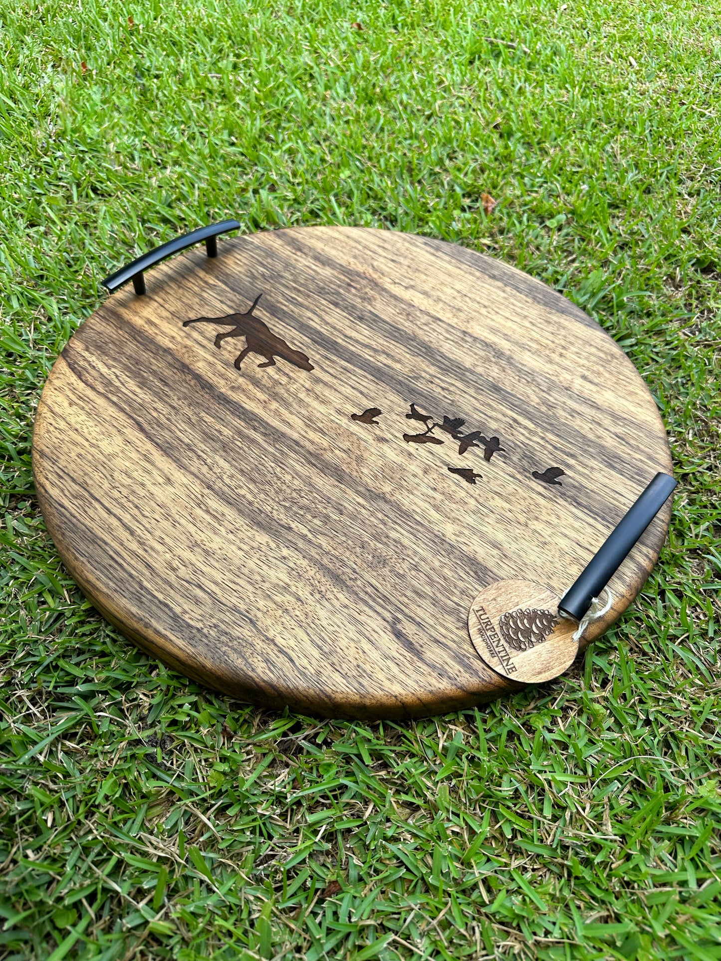 Round Hardwood Serving Tray