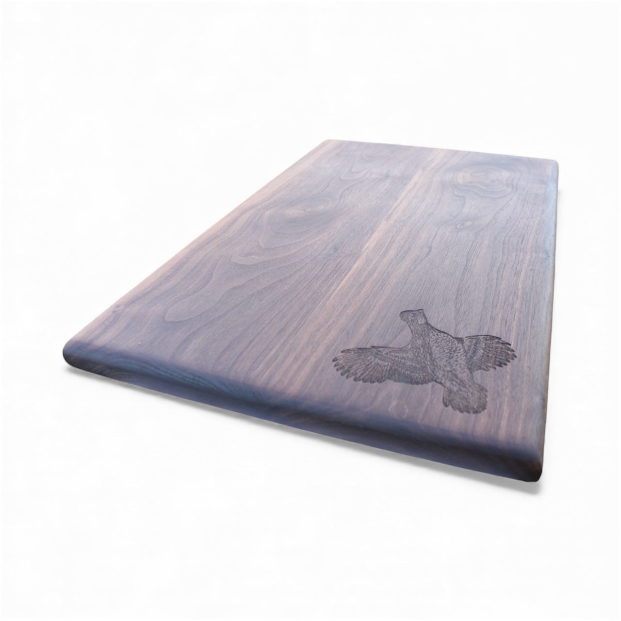 In Stock: Walnut Cutting Board with Quail in Flight