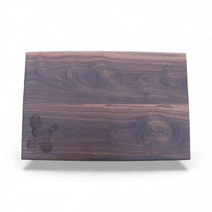 In Stock: Walnut Cutting Board with Quail in Flight