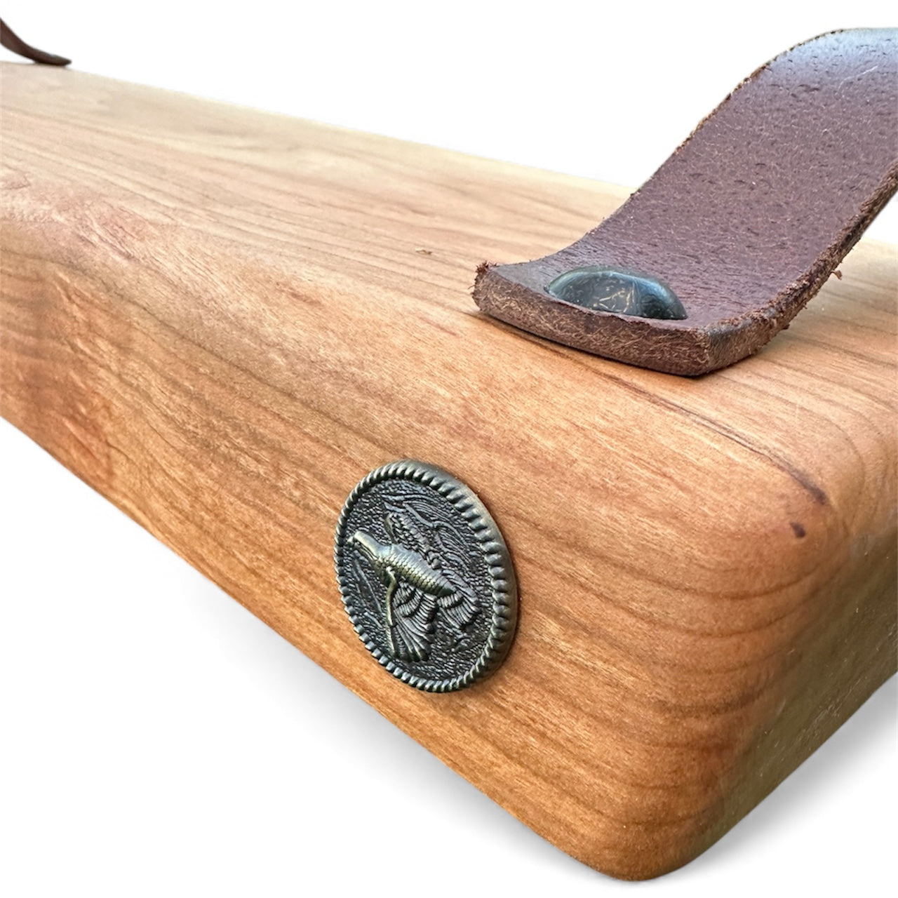 Leather-Handled Serving Tray with Quail Concho