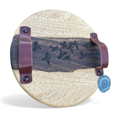 Round Leather-Handled Serving Board — Lodge Collection