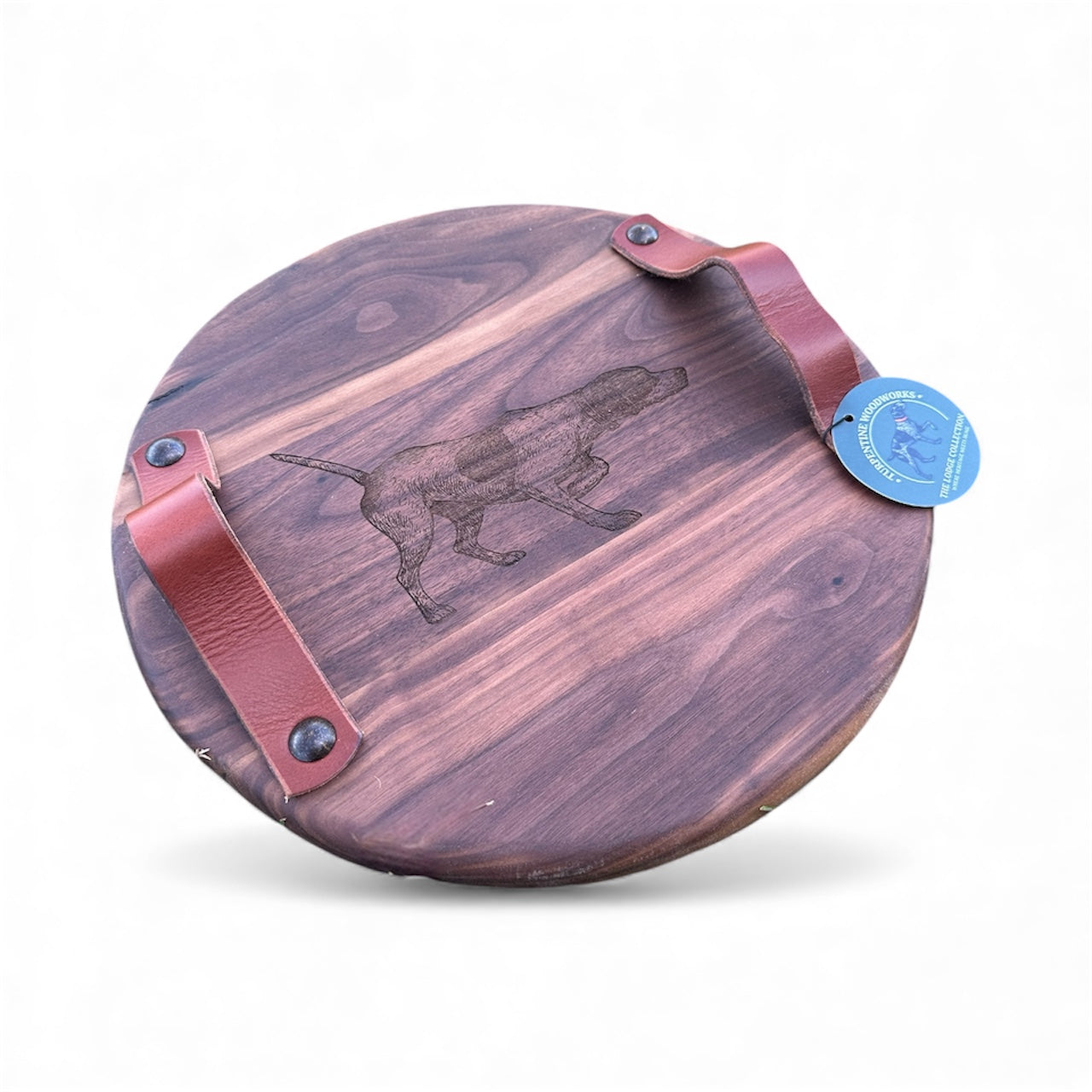 Round Leather-Handled Serving Board — Lodge Collection